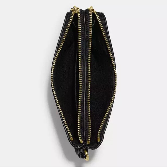 NWT COACH Small Double Zip Corner Wallet Wristlet in Black/Brown - Picture 3 of 3